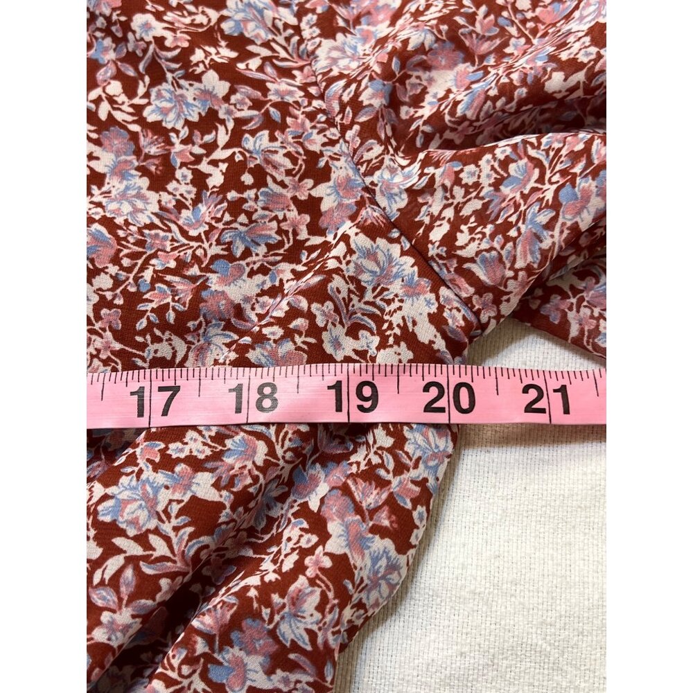Fun & Flirt Floral Smocked Peplum Blouse XL V-Neck Long Sleeve Red & White - Picture 16 of 16